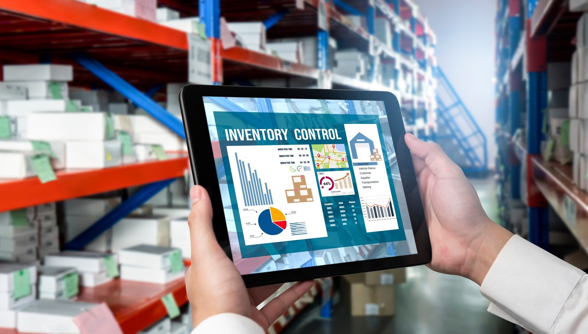 Warehouse management innovative software in computer for real time monitoring