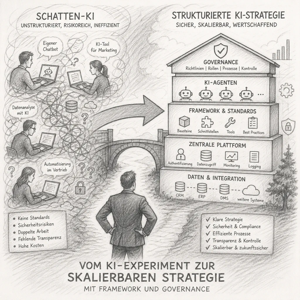 Schatten-KI im Unternehmen vermeiden: Vom KI-Agenten-Experiment zur skalierbaren Strategie mit Framework und G